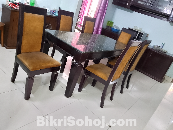 Original Granite Dinning Table with 6 Chair